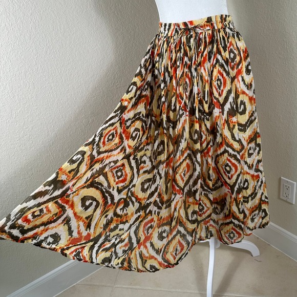 Studio West Dresses & Skirts - Studio West Maxi Skirt Women S Multicolor Boho Ikat Cotton Flowy Festival Hippie